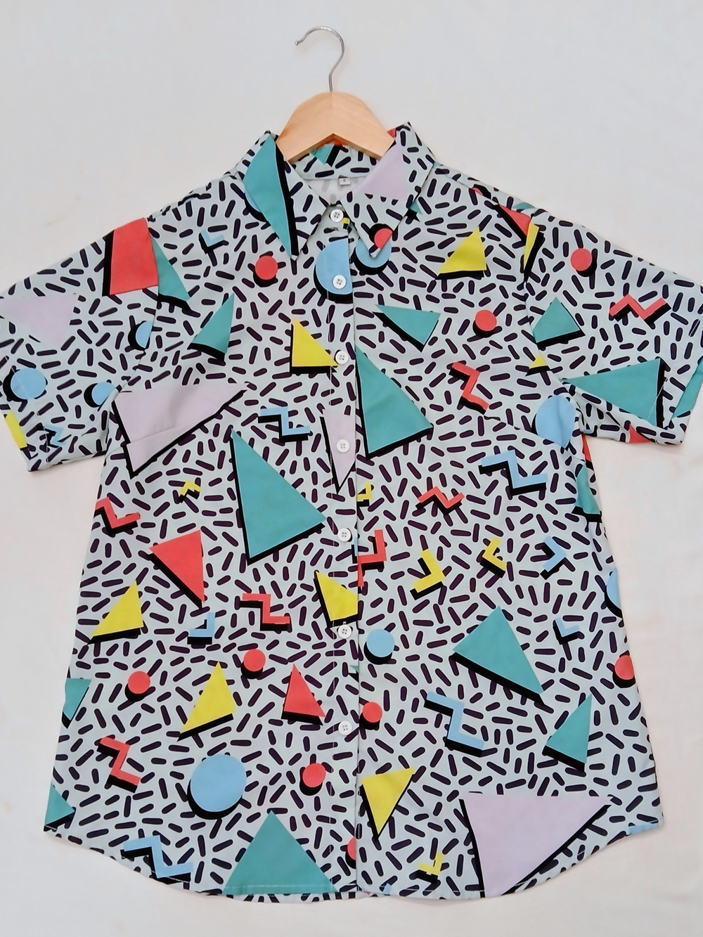 Vintage Style 80s 90s Neon Abstract Geometric Camp Shirt Size Small NWOT